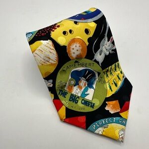 Vintage 1990 Nicole Miller Colorful Cheese-Themed Tie